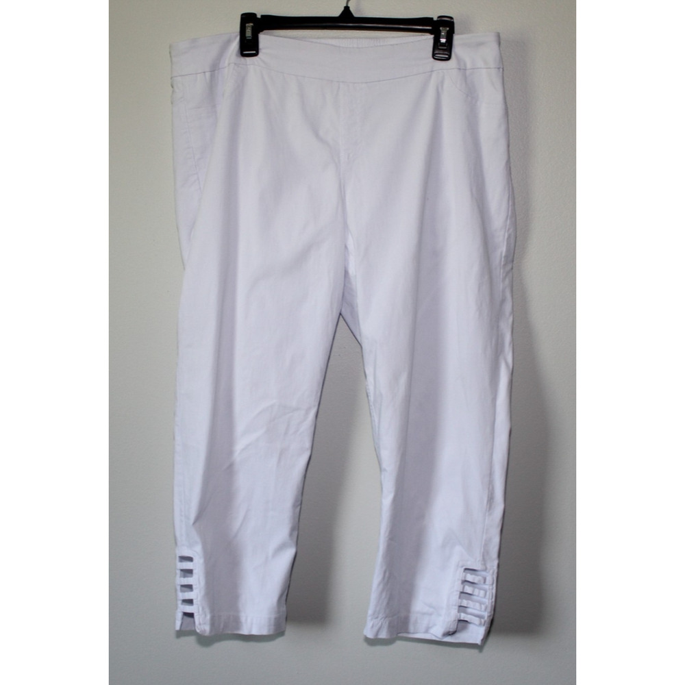 NWT Soft Surroundings Super Stretch Lattice Capri Pull On Pants Wht Plus Size 1X - Picture 2 of 13